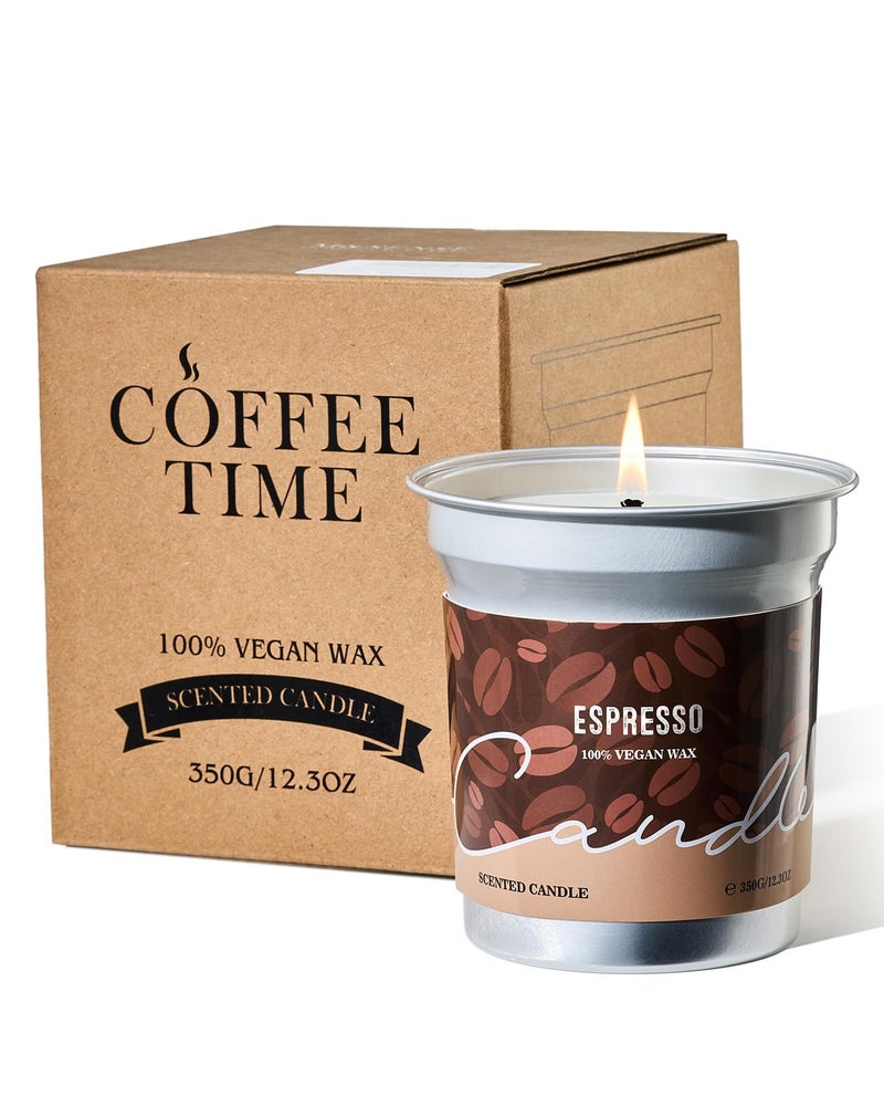 M&SENSE Espresso Candles Black Coffee Scented, 12.3oz Plant-Based Soy Wax 75 Hours Non Toxic Clean Burn, Stress Relief Aromatherapy Gifts for Coffee Lovers, Cozy Winter Holiday Home Decor - Image 1